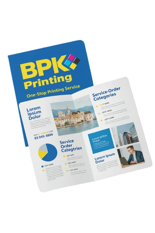 โบรชัวร์พับออกสามตอน พิมพ์สีเต็มระบบจากโรงพิมพ์ออฟเซ็ท BPK Printing