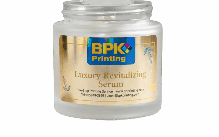สติ๊กเกอร์ฉลากขวดเซรั่มพิมพ์ระบบดิจิตอลบนวัสดุ PET เงาหรู รับพิมพ์สติ๊กเกอร์เนื้อ PET