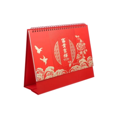 ปฏิทินจีนตั้งโต๊ะแบบเข้าห่วงกระดูกงู (Wire-O) พร้อมฐานกระดาษจั่วปังแข็งแรงทนทานตั้งวางได้มั่นคง