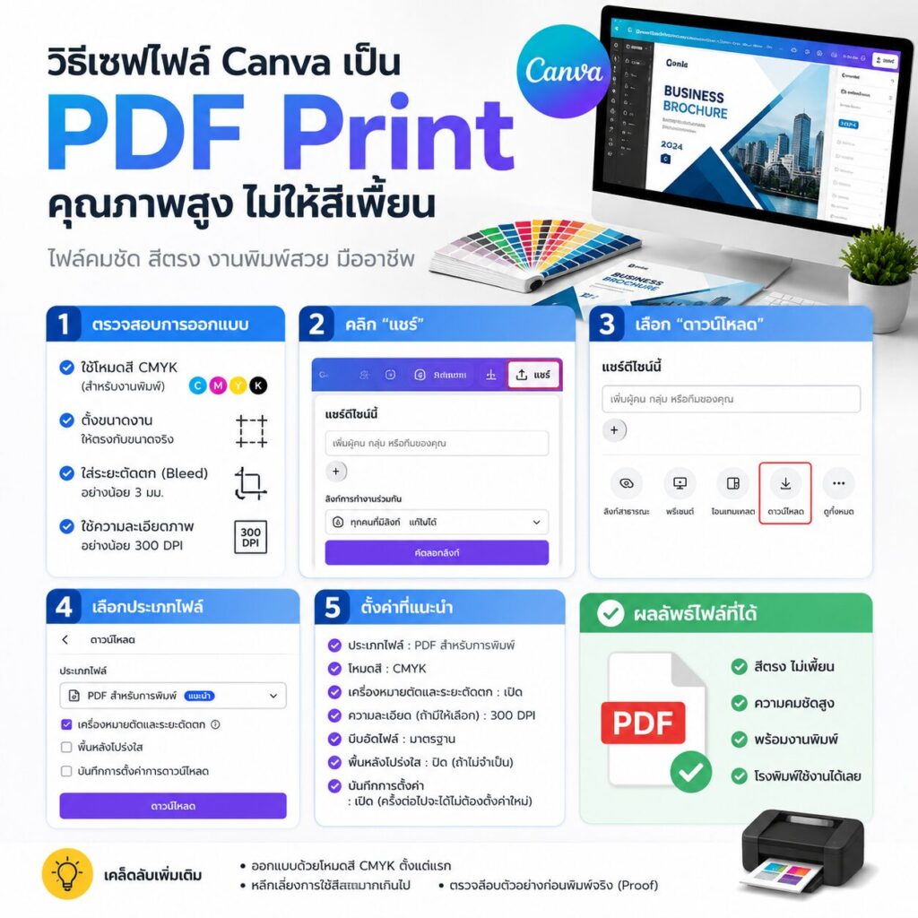 วิธีเซฟไฟล์ Canva เป็น PDF Print คุณภาพสูง ไม่ให้สีเพี้ยน