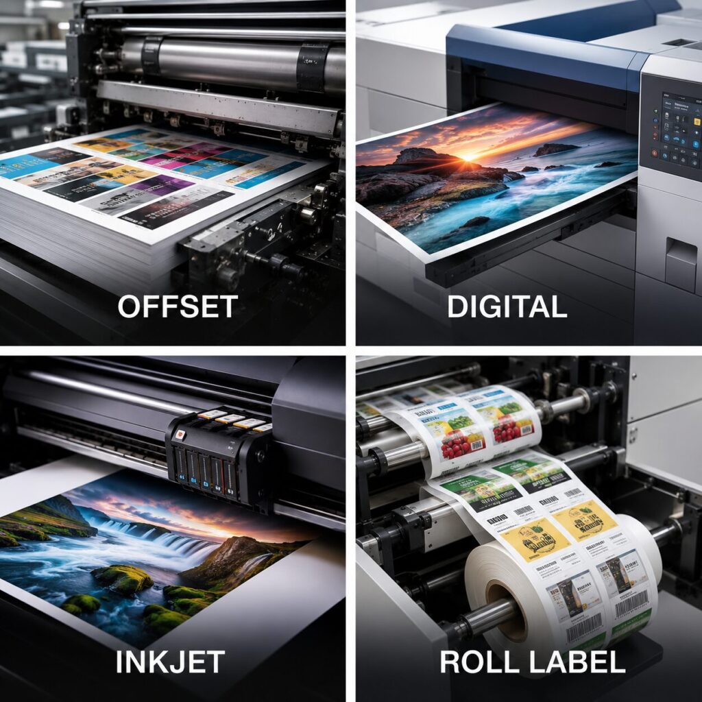 ประเภทของงานพิมพ์: Offset, Digital, Inkjet, Roll Label