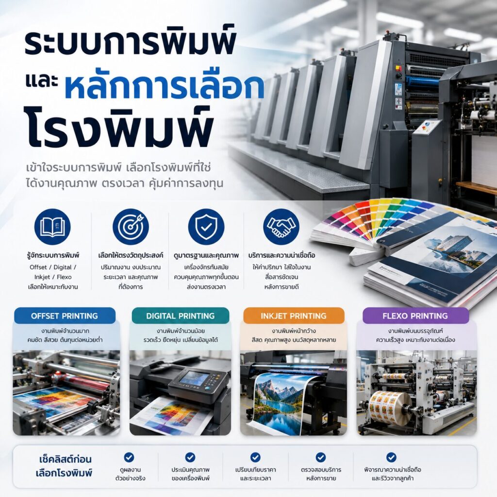 ระบบการพิมพ์และหลักการเลือกโรงพิมพ์