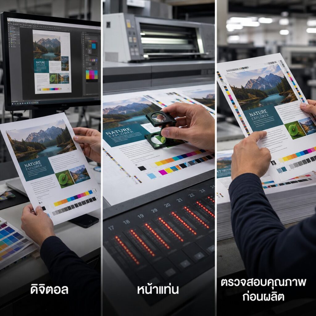 ปรู๊ฟงานพิมพ์: ดิจิตอล, หน้าแท่น, ตรวจสอบคุณภาพก่อนผลิต