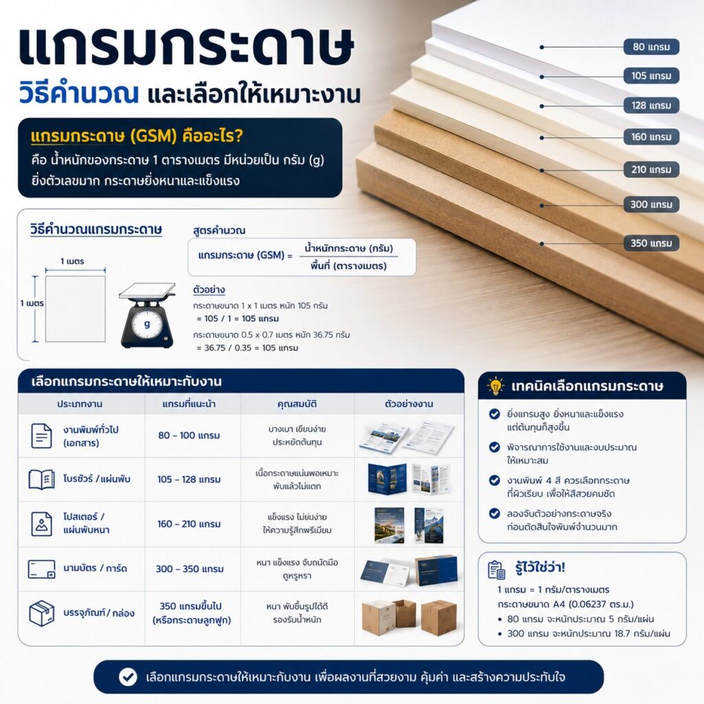 แกรมกระดาษ วิธีคำนวณ และเลือกให้เหมาะงาน