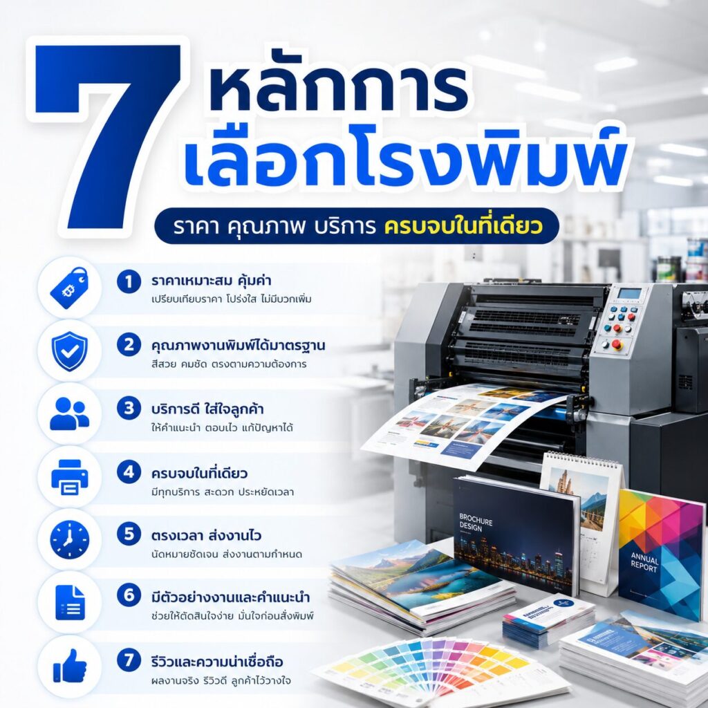 7 หลักการเลือกโรงพิมพ์: ราคา คุณภาพ บริการ ครบจบในที่เดียว