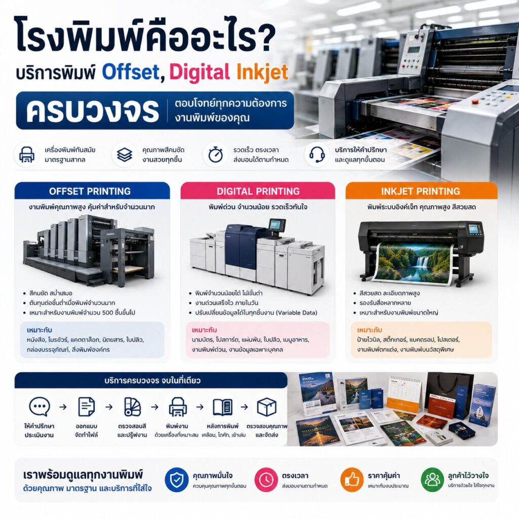 โรงพิมพ์คืออะไร? บริการพิมพ์ Offset Digital Inkjet ครบวงจร