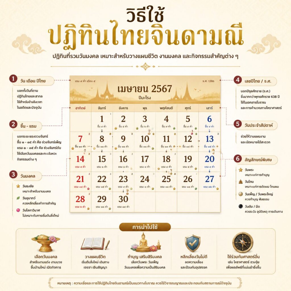 วิธีใช้ปฏิทินไทยจินดามณี | BPK Printing