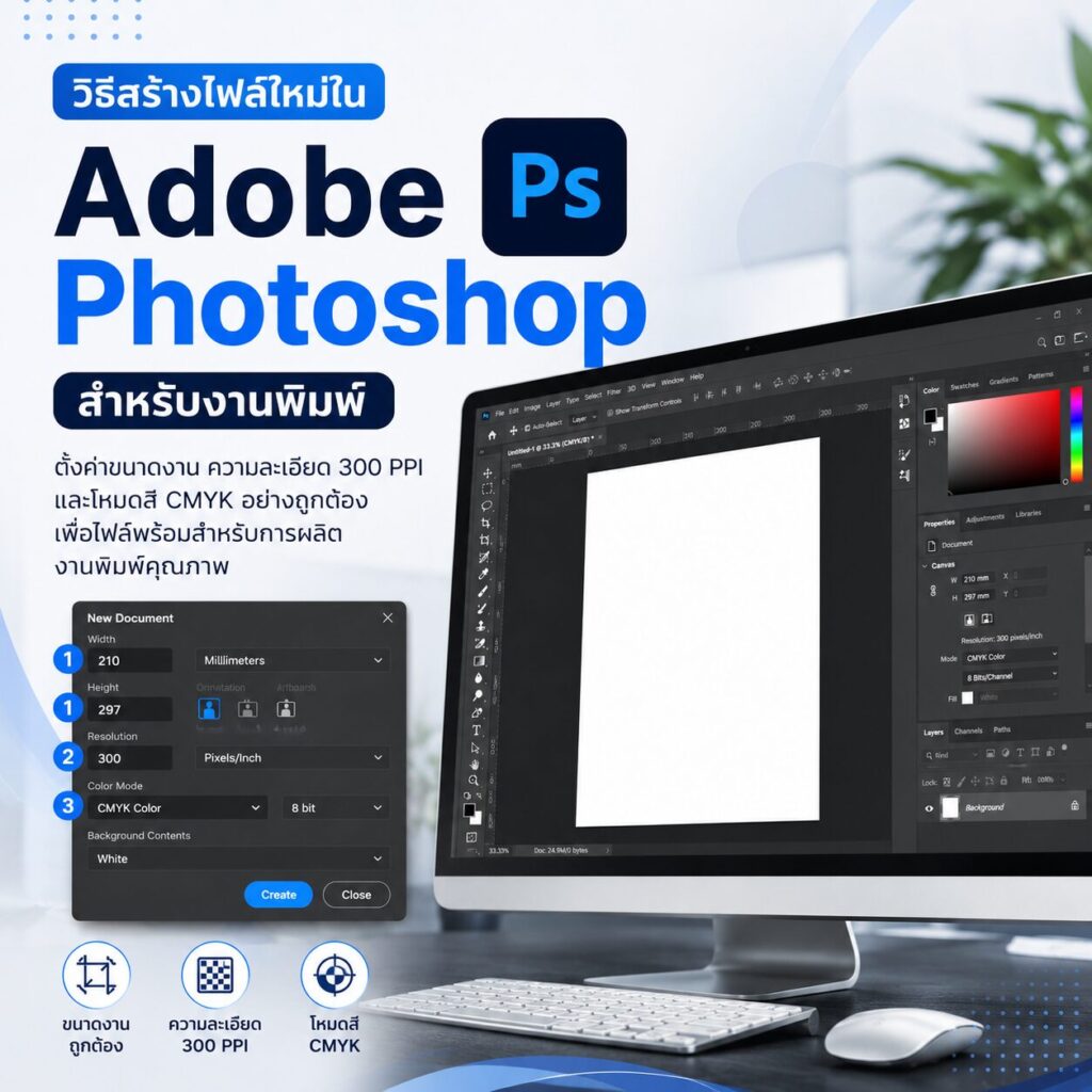วิธีสร้างไฟล์ใหม่ใน Adobe Photoshop สำหรับงานพิมพ์ | BPK Printing