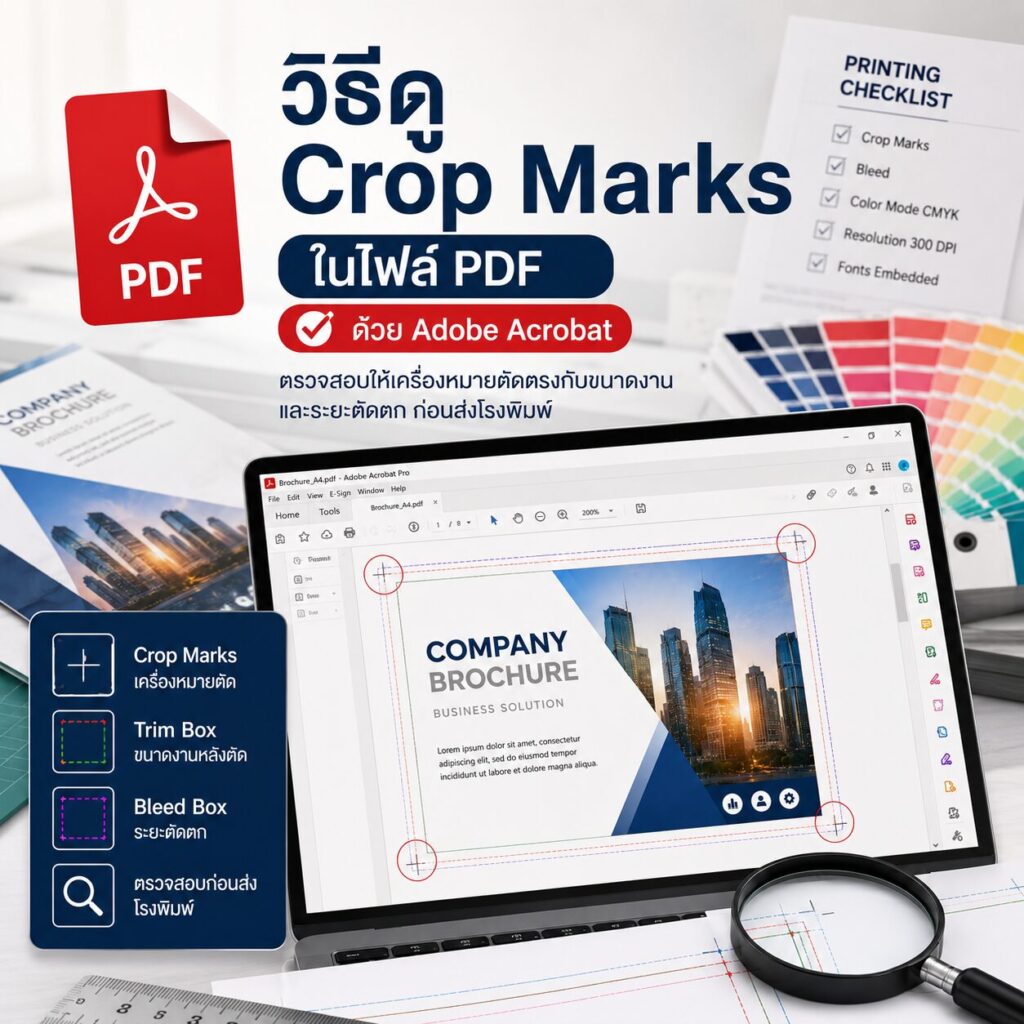 วิธีดู Crop Marks ในไฟล์ PDF ด้วย Adobe Acrobat สำหรับงานพิมพ์ | BPK Printing