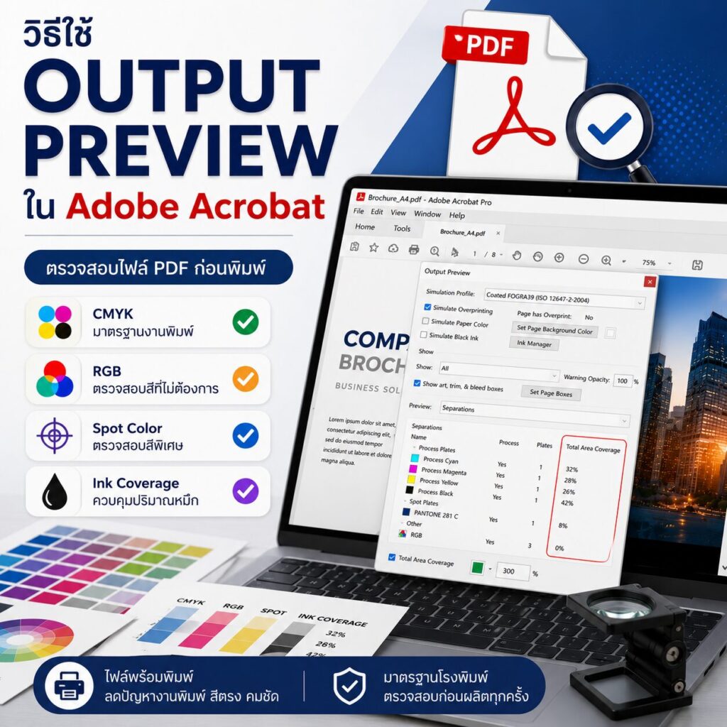วิธีใช้ Output Preview ใน Adobe Acrobat สำหรับตรวจสอบไฟล์งานพิมพ์ | BPK Printing