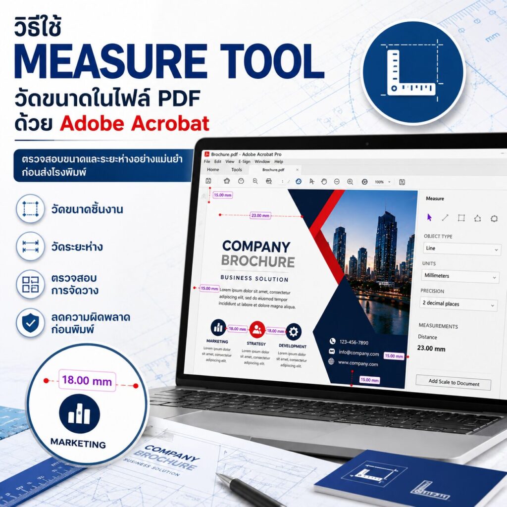 วิธีใช้ Measure Tool วัดขนาดในไฟล์ PDF ด้วย Adobe Acrobat | BPK Printing