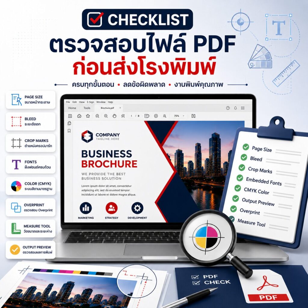 Checklist ตรวจสอบไฟล์ PDF ก่อนส่งโรงพิมพ์ | Adobe Acrobat | BPK Printing