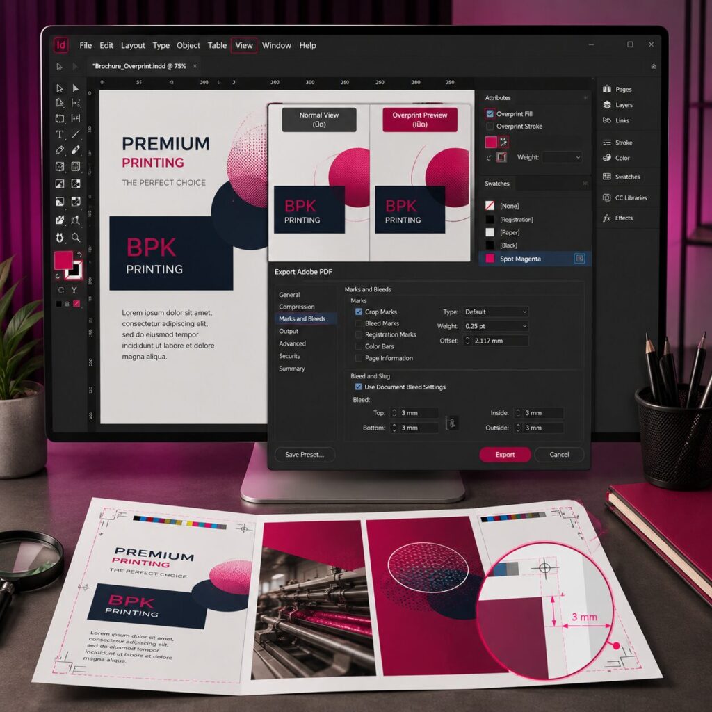 วิธีใช้ Overprint Preview ใน Adobe InDesign สำหรับงานพิมพ์ | BPK Printing