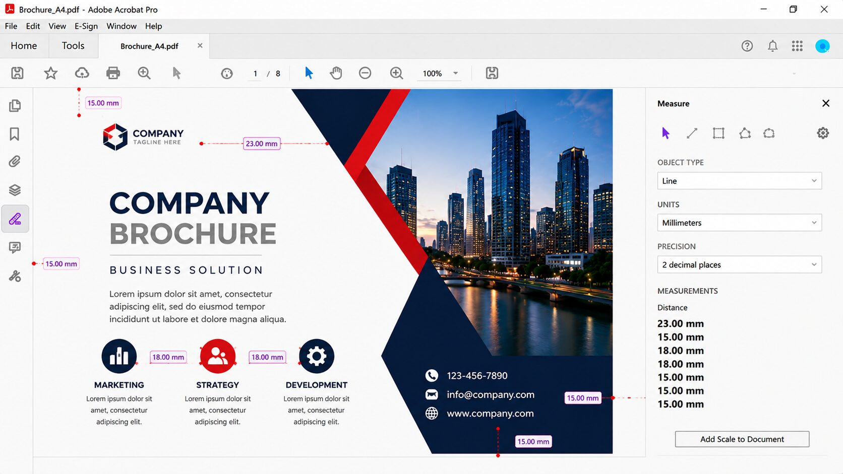ใช้ Measure Tool ตรวจสอบระยะห่างขององค์ประกอบในไฟล์ PDF
